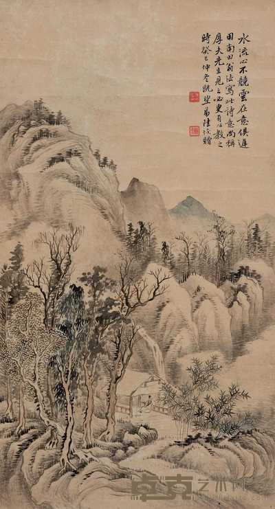 陆恢 1893年作 秋山隐居图 立轴 62×34cm